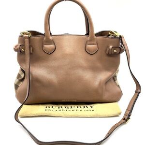 Burberry Tan Leather Banner Tote